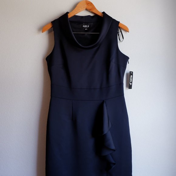 NWT Navy Dress Ruffle & Front Slit - Picture 2 of 8